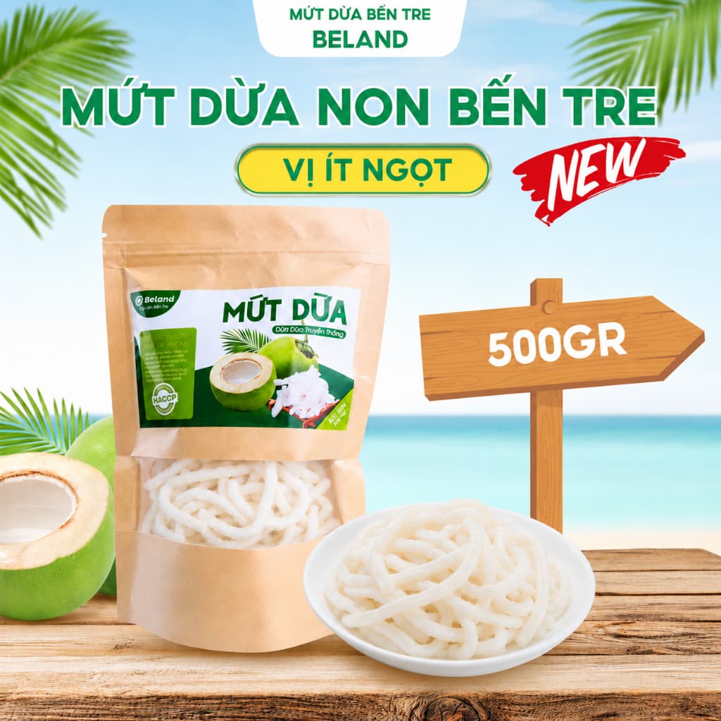 Mứt Dừa Non Bến Tre vị Truyền Thống dẻo mềm, nhà làm