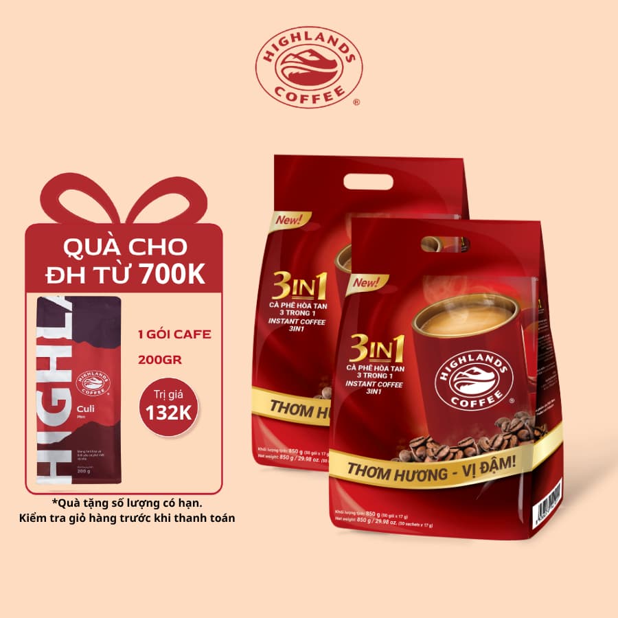 Растворимый кофе 3-в-1 Highlands Coffee, 50 пакетиков