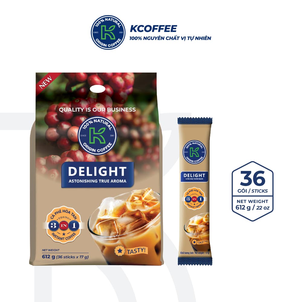Растворимый кофе 3-в-1 K Coffee Delight, 612 г