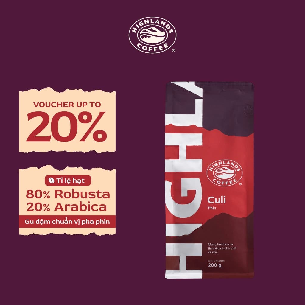 Молотый кофе Highlands Coffee, линейка Culi, 200 г