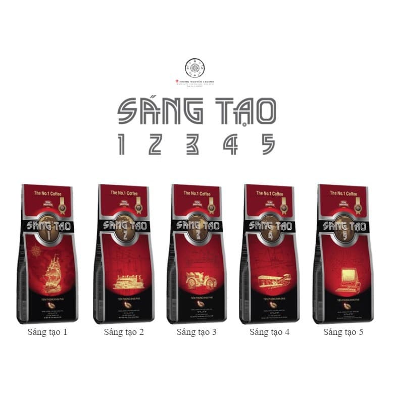 Молотый кофе Trung Nguyên Legend, линейка Sáng Tạo 1-2-3-4-5