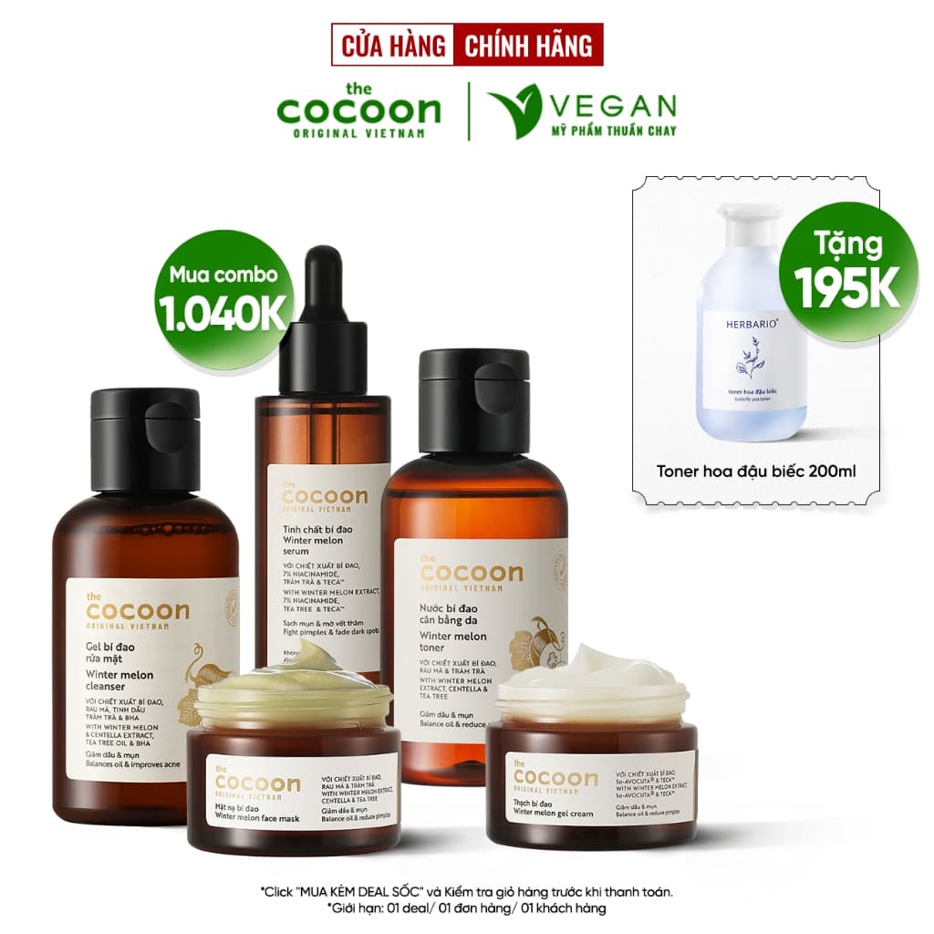 Cocoon Bộ 5 Chăm Sóc Da Mụn Bí Đao, набор