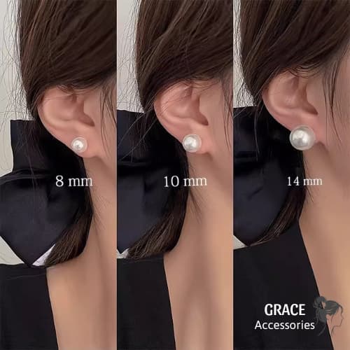 Bông tai ngọc trai bạc 925 Grace Accessories nhiều kích cỡ