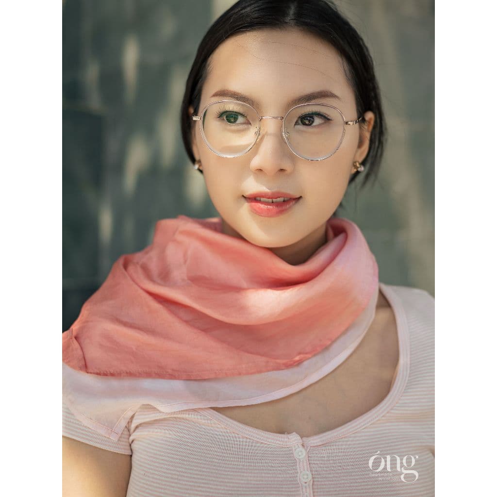 Khăn lụa vuông 100% lụa tơ tằm tự nhiên màu Hồng, Óng Silk