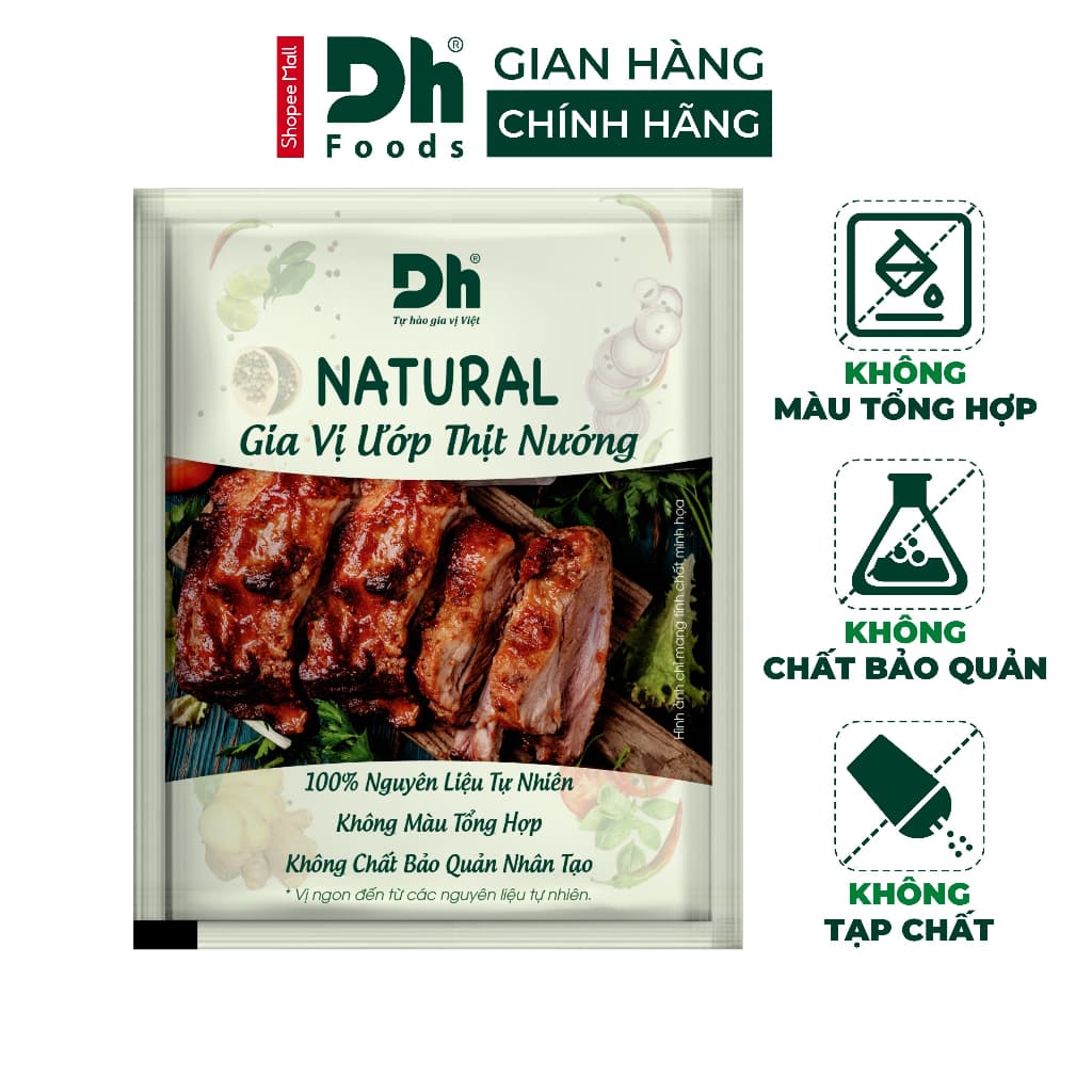 Bột gia vị ướp thịt nướng Natural Dh Foods, gói 10gr