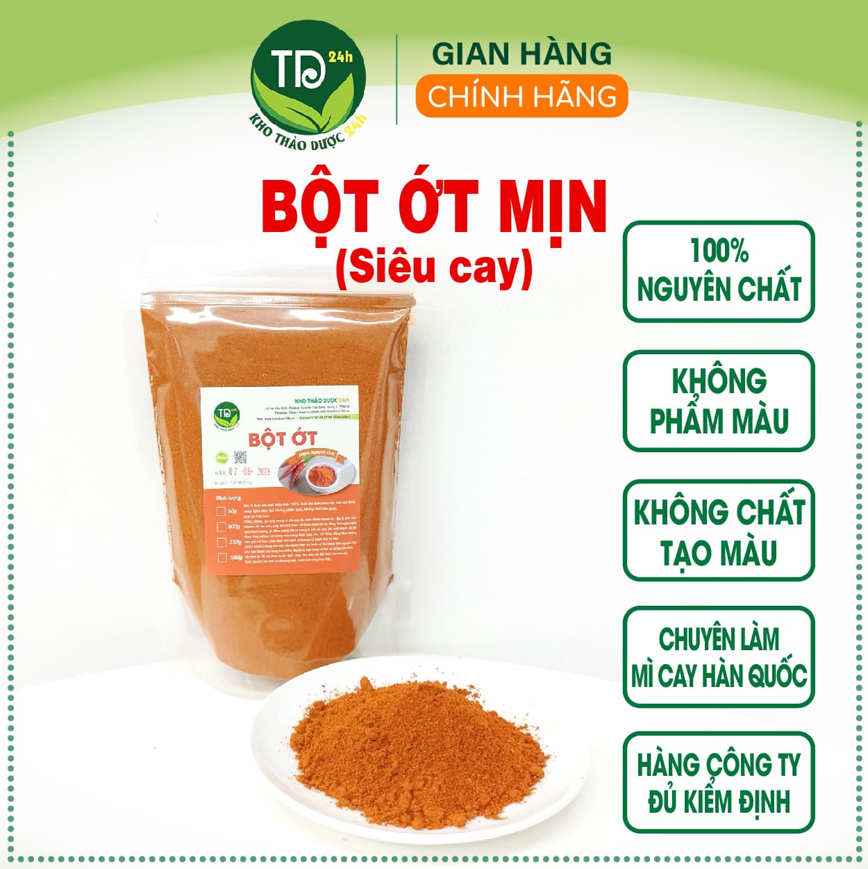 Bột Ớt Mịn Siêu Cay Nguyên Chất, 50g