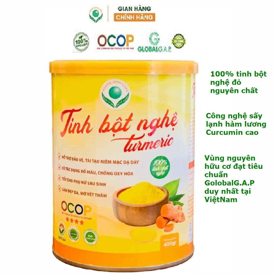 Tinh Bột Nghệ Nguyên Chất Hoàng Minh Châu, hộp