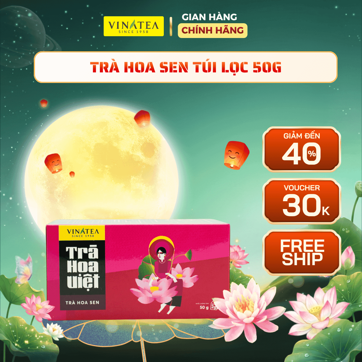 Vinatea Trà Hoa Việt - Hoa Sen Túi Lọc